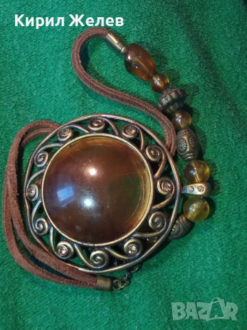 СТИЛНО ЕФЕКТНО ВИНТИДЖ КОЛИЕ МЕСИНГ и КАТАЛИН / ТОПЕН КЕХЛИБАР ХЕНД МЕЙД БИЖУ 27866, снимка 11 - Колиета, медальони, синджири - 37128448