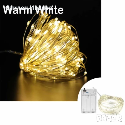 Мини LED /диодни/ лампички на батерии - 3 метра.Водоустойчиви - подходящи за външно и вътрешно ползв, снимка 6 - Лед осветление - 51390280