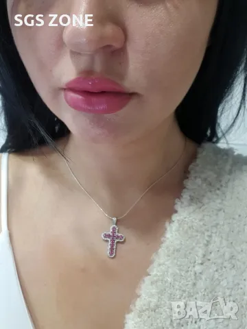 Сребърен Кръст с Рубини, Сапфири, Изумруди, снимка 5 - Колиета, медальони, синджири - 49893309