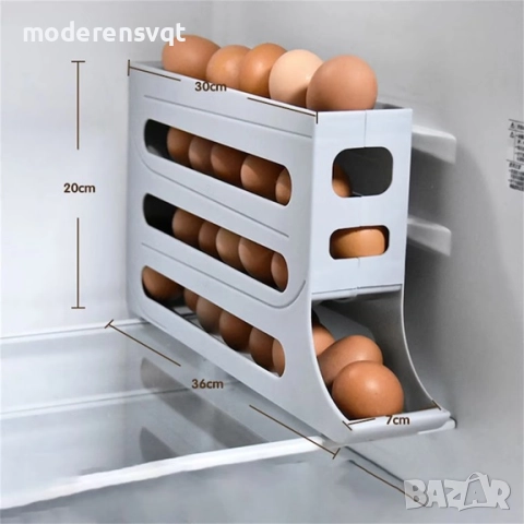 Автоматично плъзгаща се кутия за съхранение на яйца 30 бр., снимка 2 - Органайзери - 52089372