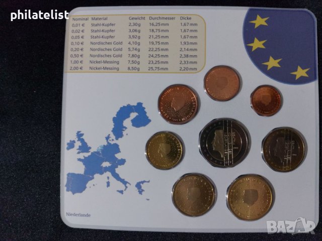 Нидерландия 2001 - Евро сет - комплектна серия от 1 цент до 2 евро, снимка 2 - Нумизматика и бонистика - 44296841