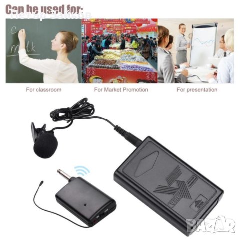 Преносим безжичен микрофонен усилвател на гласа с петлична яка с ревер и щипка, снимка 2 - Друга електроника - 40394606