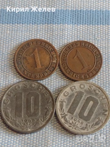 Четири монети 1 райхспфенинга 1924/31г. / 10 гроша 1948г. Австрия за КОЛЕКЦИЯ 30204
