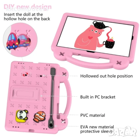 Samsung Galaxy Tab S9 FE / X510N EVA Детски Удароустойчив Калъф с Удобна Дръжка и Стойка + Протектор, снимка 10 - Калъфи, кейсове - 51037084