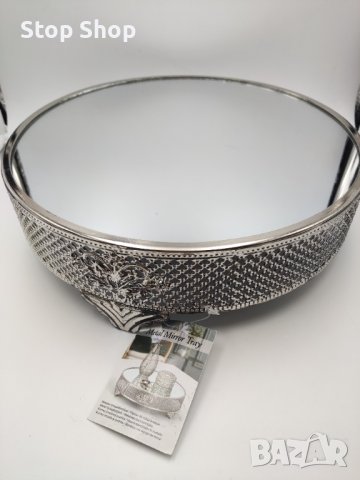 Поднос метален с огледало , снимка 1 - Декорация за дома - 41480963