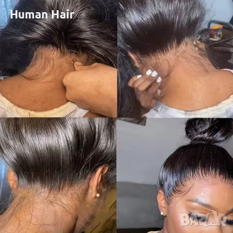 Естествена дълга права перука 80 см - черна бразилска коса, 360° дантела, снимка 13 - Аксесоари за коса - 53375094