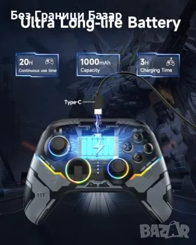 Нов X15 контролер с RGB, без дрейф, съвместим с PC, Switch, Android, снимка 4 - Аксесоари - 47523742