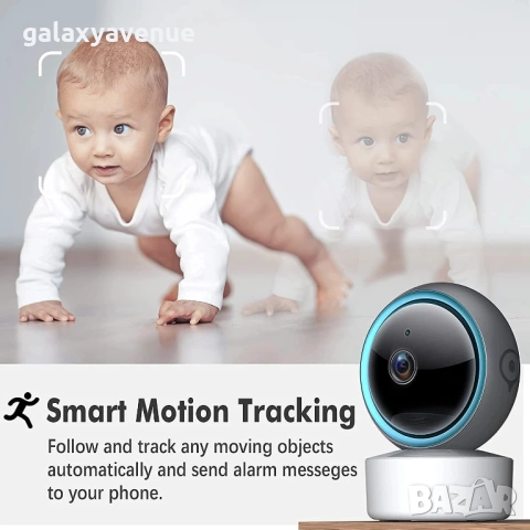 SUNISEE 8MP 2.4G Wifi Мини вътрешна охранителна камера Tuya APP, снимка 13 - HD камери - 53412545