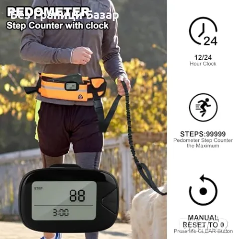 Нов Преносим спортен педометър с калории, разстояние и време за спорт, снимка 3 - Други спортове - 47652559