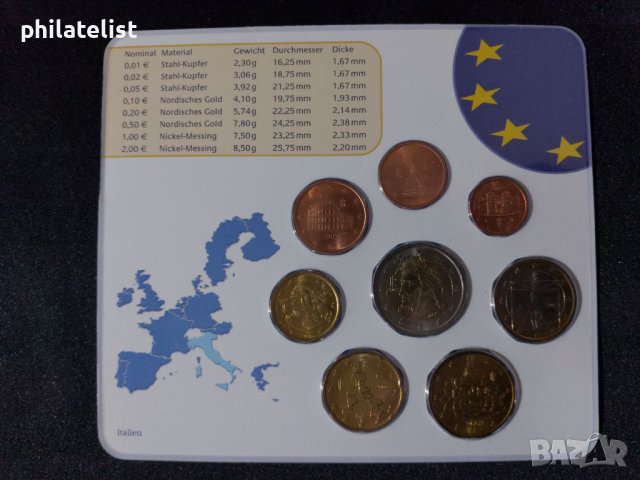 Италия 2002 - Евро сет - комплектна серия от 1 цент до 2 евро, снимка 2 - Нумизматика и бонистика - 44297205