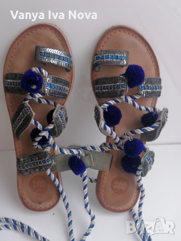 Уникални Gioseppo сандали с пискюли + подарък блузка в подходящо синьо, снимка 8 - Сандали - 35957507
