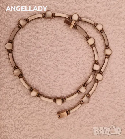 Сребърно колие със седеф., снимка 2 - Колиета, медальони, синджири - 48422619