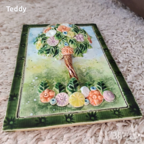 Декоративно керамично пано Дървото на живота, ръчна изработка, снимка 4 - Декорация за дома - 52492354