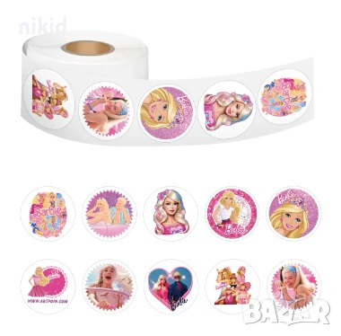 100 бр Барби Barbie малки самозалепващи лепенки стикери за ръчна изработка за подарък, снимка 2 - Други - 44624202
