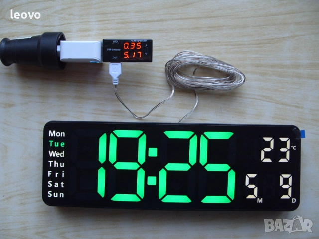 Голям електронен часовник DS-6629 с дистанционно управление, дата, термометър, таймер и аларми, снимка 8 - Стенни часовници - 42589111