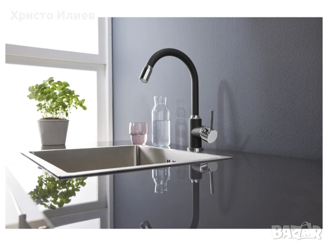 LED смесител за кухненска мивка въртящ се на 360 Черен, снимка 3 - Смесители - 53822099