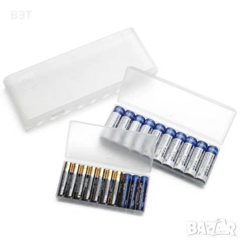 КУТИЯ ЗА СЪХРАНЕНИЕ НА 10 БРОЯ БАТЕРИИ AAA ПЛАСТМАСОВА ПРОЗРАЧНА БЯЛА, снимка 4 - Кутии за съхранение - 53433659