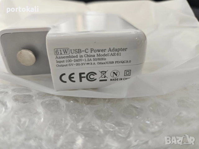 Захранващ адаптер зарядно за Apple Macbook, 61W USB PD, USB-C TypeC, снимка 3 - Кабели и адаптери - 51729427