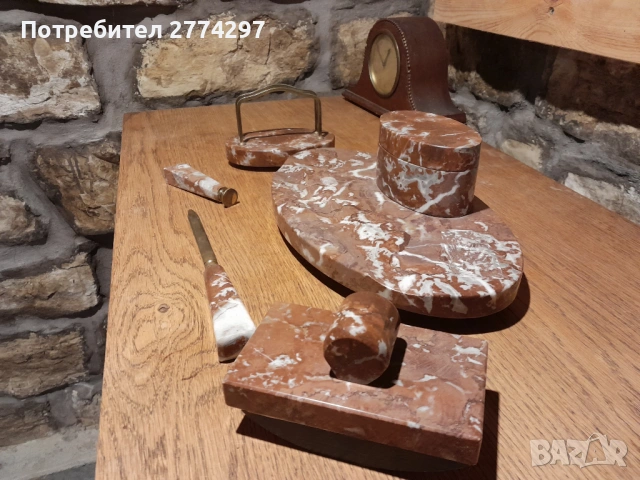 Винтидж мраморна мастилница, снимка 3 - Антикварни и старинни предмети - 53306073