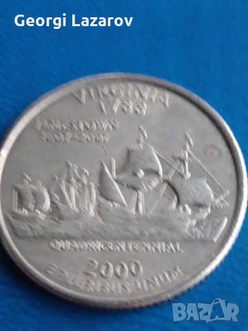 25 цента САЩ 2000,Вирджиния ,юбилейна