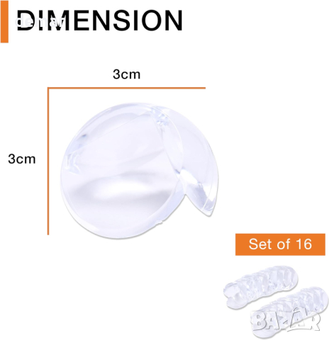 Hynec Technologies Комплект от 16 протектори за ъгли и ръбове за безопасност на бебета 3x3 cm, снимка 6 - Други - 44532555