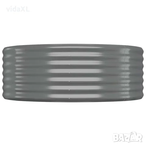 vidaXL Градинска повдигната леха поцинкована стомана сиво, снимка 4 - Саксии и кашпи - 56146657