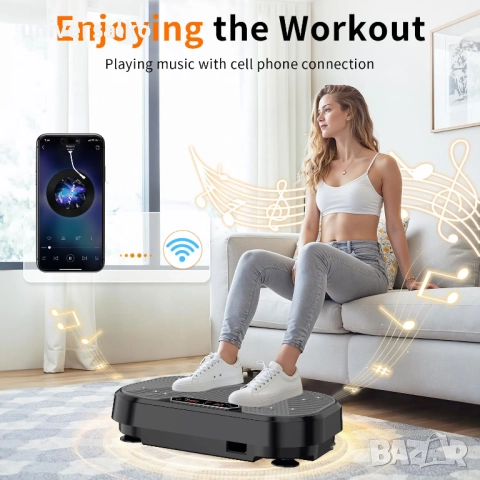 Фитнес плоча вибрационна платформа , Bluetooth функция, Дистанционно управление, еластични ленти, снимка 11 - Фитнес уреди - 39430721