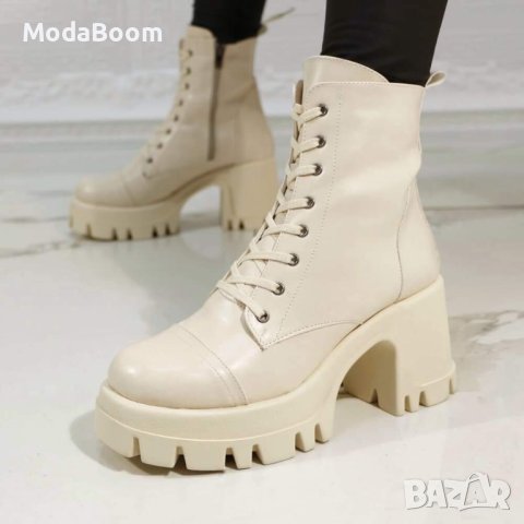 Кожени боти на ток , снимка 3 - Дамски обувки на ток - 42675012