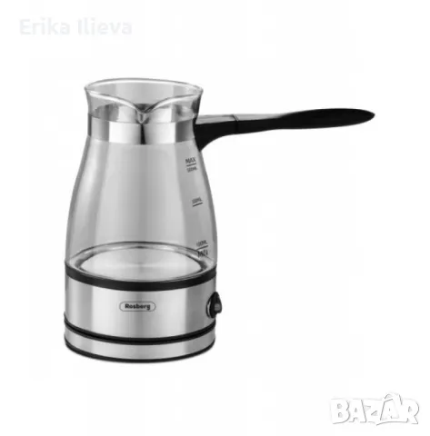 Джезве електрическо Rosberg R51165C, 600W, 500мл., Стъклено, 2 ГОДИНИ ГАРАНЦИЯ