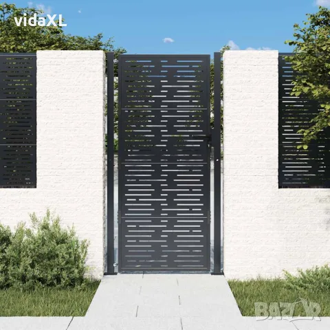 vidaXL Градинска порта, антрацит, 100x200 см, стомана, квадратен дизайн, снимка 2 - Огради и мрежи - 56146168