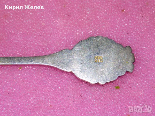 BACHARACH СТАРА НЕМСКА КОЛЕКЦИОНЕРСКА ЕМАЙЛИРАНА СРЕБЪРНА ЛЪЖИЧКА За КАФЕ СРЕБРО 800 REU ПРОБА 42991, снимка 14 - Колекции - 44375245