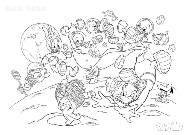 Двулицев пъзел Lisciani за оцветяване от 108 части - В космоса, снимка 3 - Игри и пъзели - 53438656