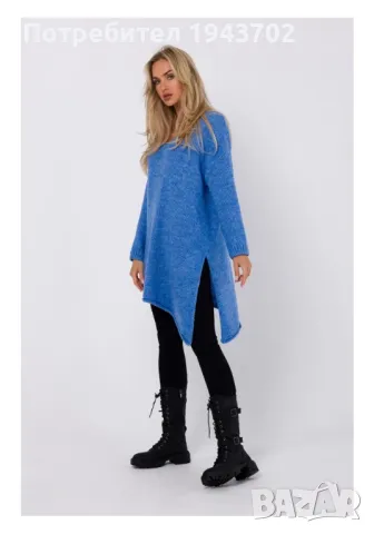 Асиметричен пуловер в син цвят M769 MOE, снимка 3 - Пуловери - 47752935