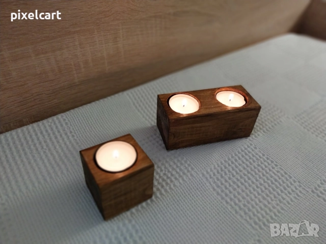 Декоративен сет от 2 части - цвят орех + Подарък 6 чаени свещи, снимка 5 - Декорация за дома - 52173653