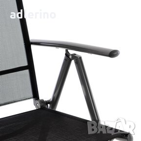 Комплект от 2 сгъваема стола, текстилен, алуминиева черна рамка, тъмно сив, градински стол, Къмпинг , снимка 4 - Къмпинг мебели - 34148999