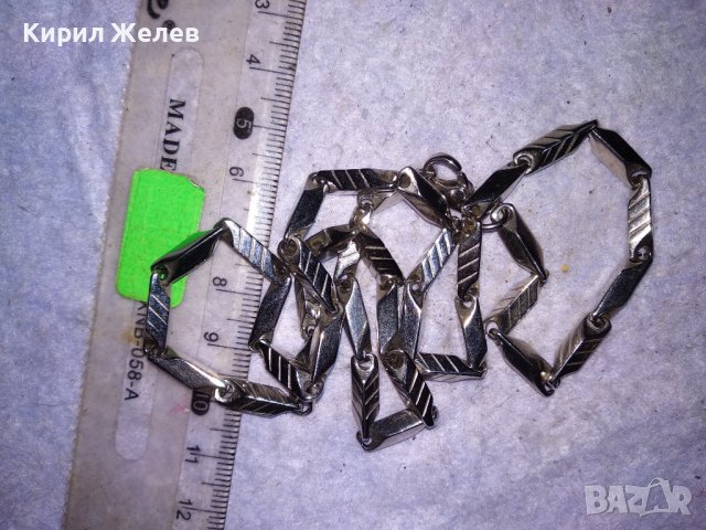 СТИЛЕН ЛЪСКАВ УНИСЕКС ЛАНЕЦ от БЛАГОРОДНА НЕРЪЖДАЕМА СТОМАНА с БЯЛА ПОЗЛАТА 18684, снимка 3 - Колиета, медальони, синджири - 41483939