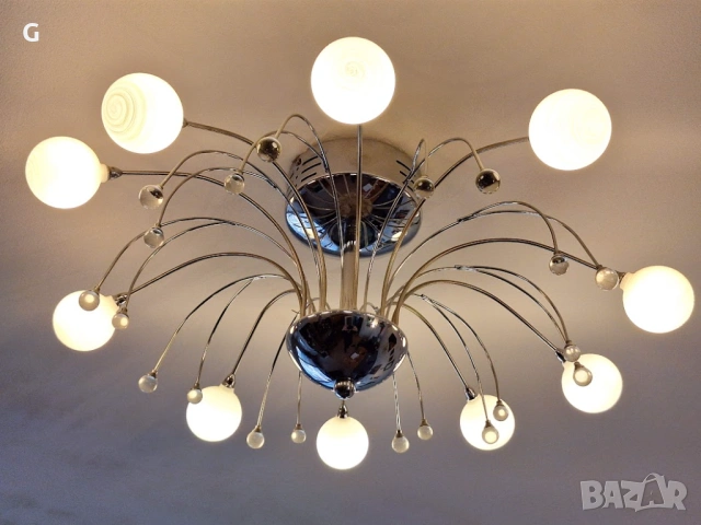 Лед полилей - Фонтан, лампион, лампа 10 крушки. Диаметър 60см., снимка 4 - Лампи за таван - 53854840
