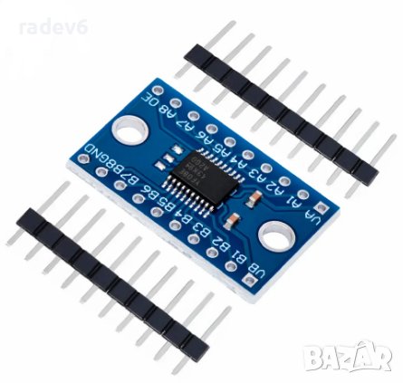Конвертор на логически нива TXS0108E, 3.3-5V, двупосочен + рейки