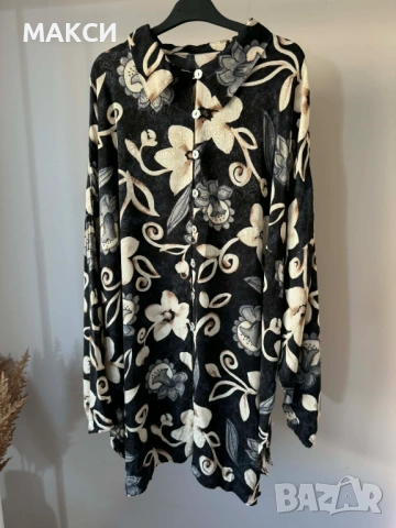 Разкошна макси модерна ефирна туника/тип риза с 3/4 ръкави и мини странични цепки в красив флорален , снимка 4 - Туники - 53658474