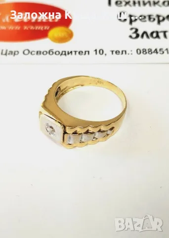 Златен мъжки пръстен 14К.Тегло 4.98 гр.Размер 61.Цена 375 €., снимка 2 - Пръстени - 55910988