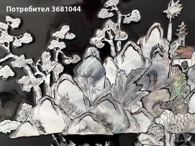 Традиционна виетнамска инкрустация със седеф върху лакирано дърво, снимка 2 - Декорация за дома - 52308534