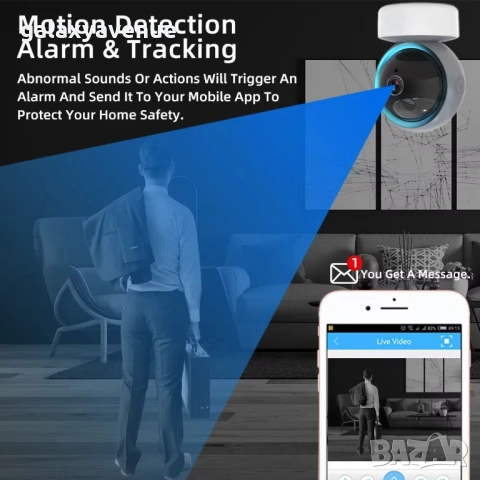 SUNISEE 8MP 2.4G Wifi Мини вътрешна охранителна камера Tuya APP, снимка 2 - HD камери - 53412545