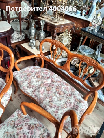 Диванче с кресла, снимка 4 - Антикварни и старинни предмети - 53574063