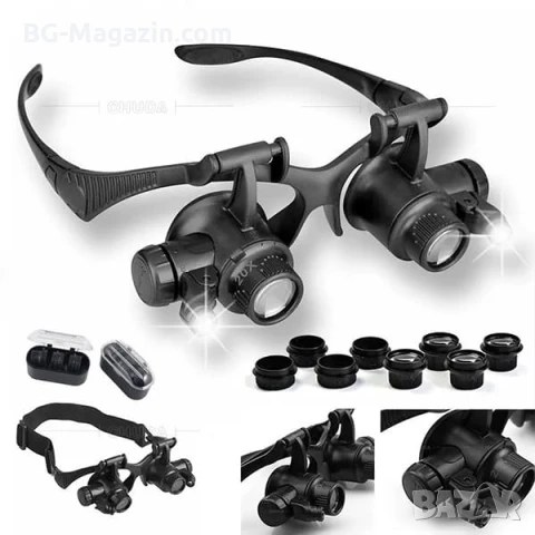 Мощна професионална увеличителна часовникарска лупа за глава с LED осветление бижутери часовникари, снимка 6 - Други инструменти - 50921224