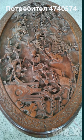 Ориенталска маса, ръчно резбована от масивно махагоново дърво., снимка 4 - Маси - 53635742