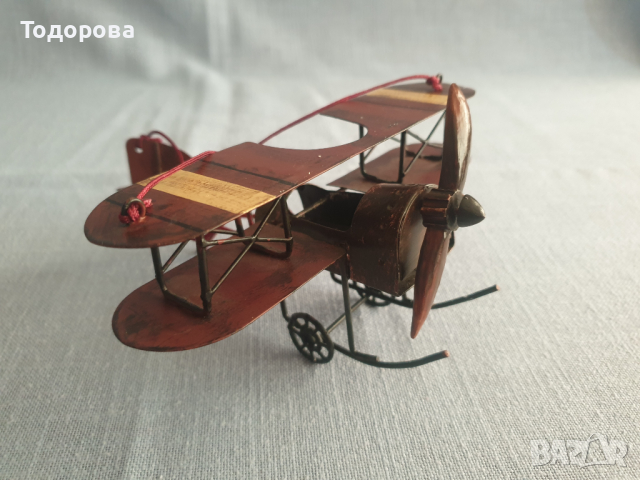 Старинен ръчно изработен метален самолет-окопно изкуство, снимка 2 - Антикварни и старинни предмети - 44586853