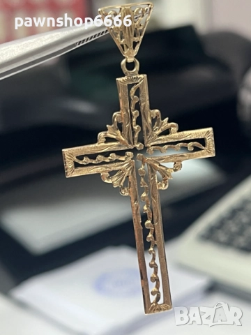 Златна висулка / Златен Кръст - ръчна изработка 14К, снимка 4 - Колиета, медальони, синджири - 52624846
