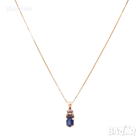 Златно колие със сапфир и майсанит 1,41гр. 40,0см. 10кр. проба:417 модел:35588-1