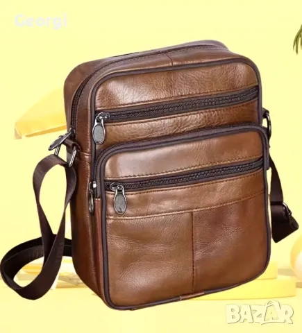 Компактна, Забележима и Стилна Мъжка кожена чанта (черна и кафява) естествена кожа!, снимка 10 - Чанти - 49302157