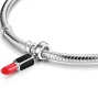Сребърен талисман 925 за гривни Пандора- Pandora Lipstick., снимка 5